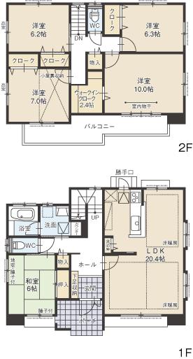 Floor plan. (D Building), Price 31.5 million yen, 5LDK, Land area 206.5 sq m , Building area 133.69 sq m