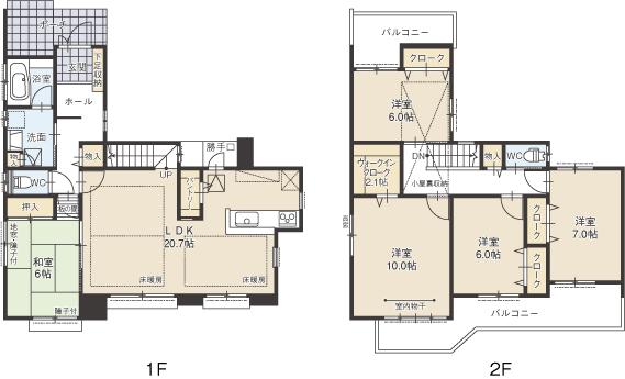 Floor plan. (E Building), Price 29.5 million yen, 5LDK, Land area 206.49 sq m , Building area 133.75 sq m