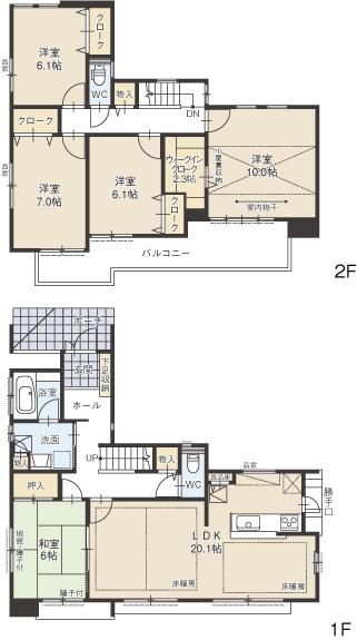 Floor plan. The second floor is good day in the south 3 rooms