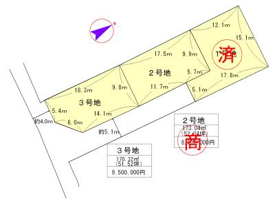 Compartment figure. Land price 9.5 million yen, Land area 170.32 sq m