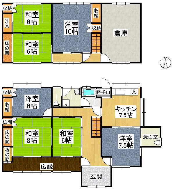 Floor plan. 18.6 million yen, 7DK + S (storeroom), Land area 283.16 sq m , Building area 149.72 sq m