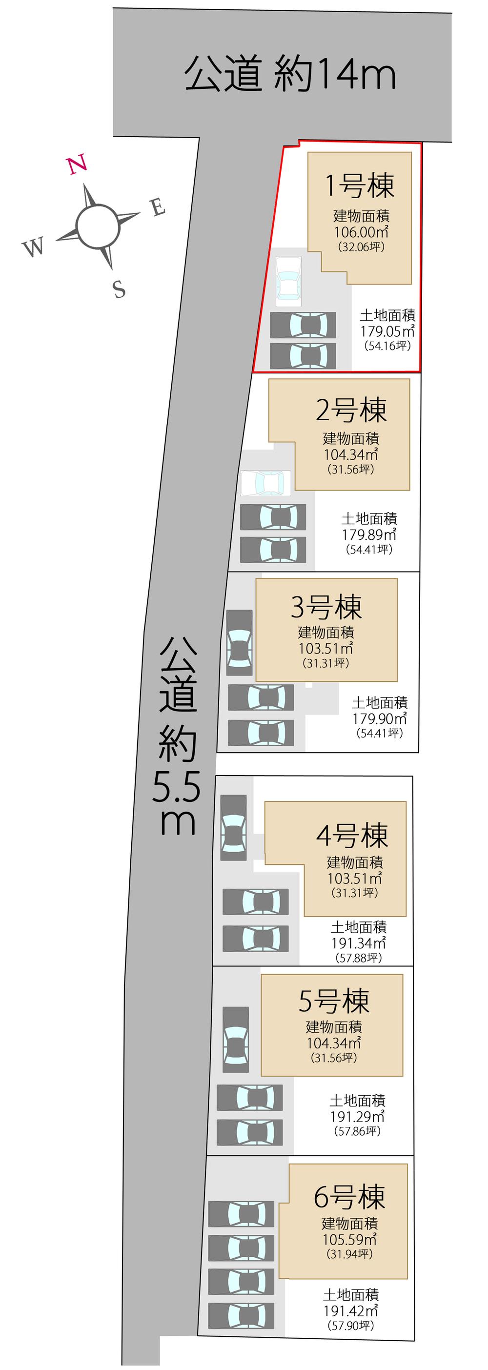 Compartment figure. 20.8 million yen, 4LDK, Land area 179.05 sq m , Building area 106 sq m parking parallel 2 car. Spacious front road, Parking in the back does not bother. 