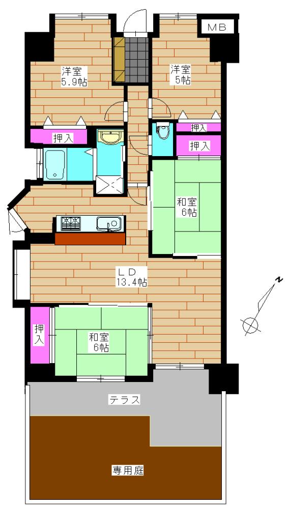 Floor plan. 4LDK, Price 7.8 million yen, Occupied area 79.05 sq m