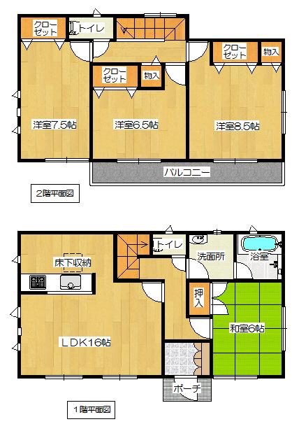 Floor plan. (Building 2), Price 21.9 million yen, 4LDK, Land area 184.37 sq m , Building area 103.68 sq m
