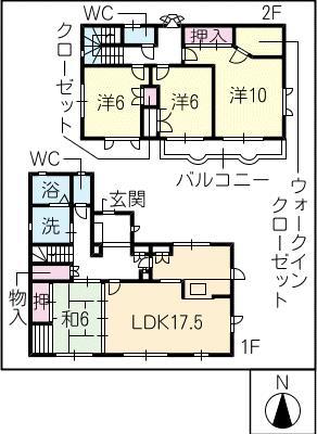 Floor plan. 18.5 million yen, 4LDK, Land area 213.87 sq m , Building area 125.47 sq m