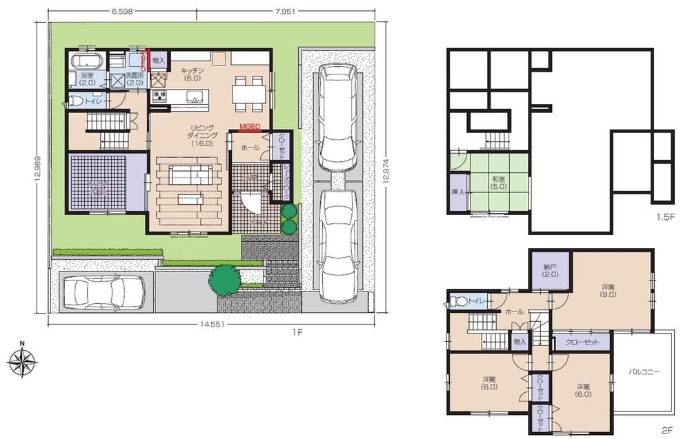 Floor plan. (No. 32 place CENTURY A built house), Price 42,600,000 yen, 4LDK+S, Land area 188.89 sq m , Building area 127.11 sq m