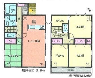 Floor plan. Price 20,900,000 yen, 4LDK, Land area 178.46 sq m , Building area 107.73 sq m