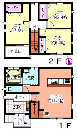 Floor plan. 18.5 million yen, 3LDK, Land area 125.88 sq m , Building area 91.5 sq m