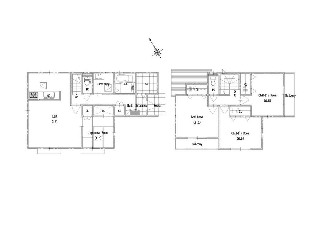 Building plan example (floor plan). Building plan example (No. 1 place) 4LDK, Land price 6.7 million yen, Land area 138.86 sq m , Building price 19,400,000 yen, Building area 104.35 sq m