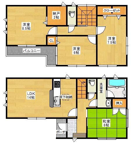 Floor plan. 20,900,000 yen, 4LDK, Land area 171.09 sq m , Building area 98.01 sq m