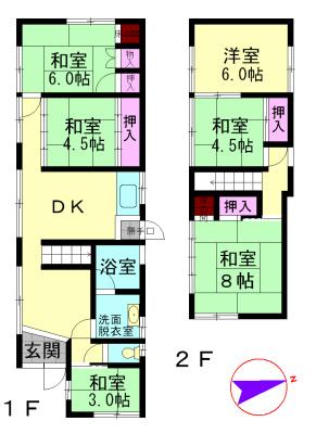 Floor plan. 6.8 million yen, 6DK, Land area 146 sq m , Building area 96.49 sq m