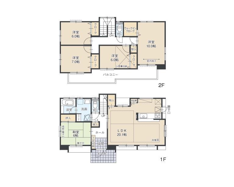 Floor plan. House to nurture the family of smile. Housed plenty of clean 5LDK (LDK20 quire more ・ All rooms 6 quires more)