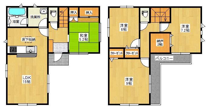 Floor plan. 22,900,000 yen, 4LDK + S (storeroom), Land area 142.94 sq m , Building area 97.6 sq m