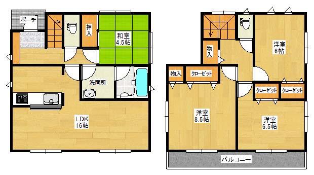 Floor plan. 19.9 million yen, 4LDK, Land area 173.12 sq m , Building area 96.79 sq m