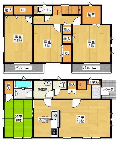 Floor plan. 20,900,000 yen, 4LDK, Land area 175.07 sq m , Building area 103.68 sq m