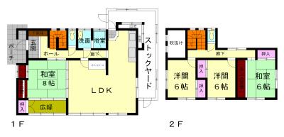 Floor plan. 14.8 million yen, 4LDK, Land area 244.2 sq m , Building area 129.13 sq m