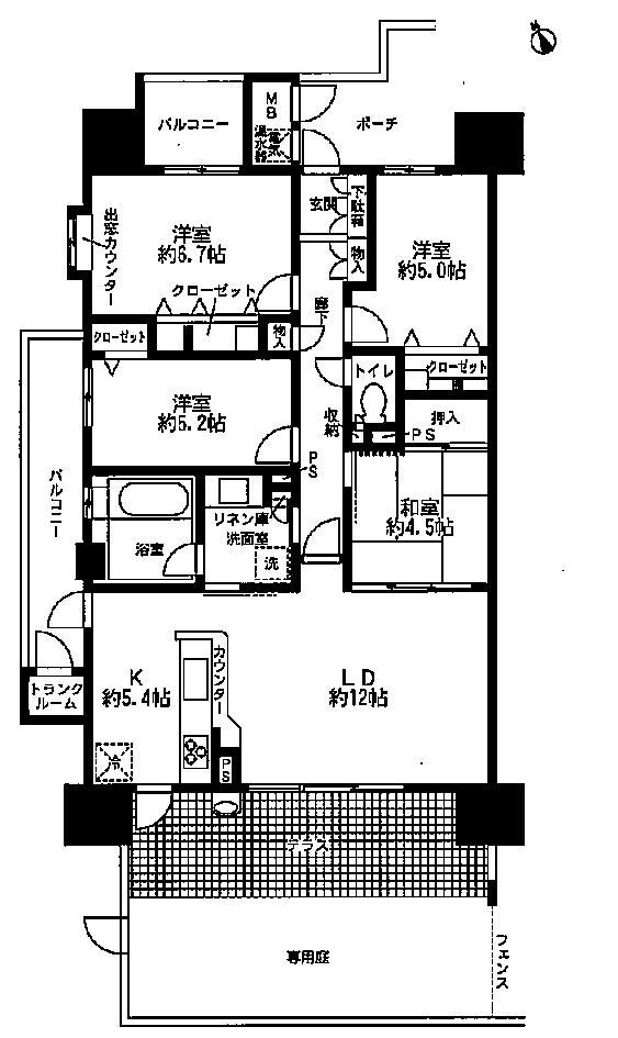 Floor plan. 4LDK, Price 23.8 million yen, Footprint 87.4 sq m , Balcony area 11.04 sq m
