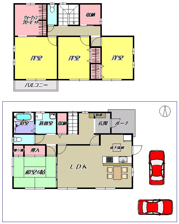 Floor plan. 27,800,000 yen, 4LDK + 2S (storeroom), Land area 198.68 sq m , Building area 116.76 sq m