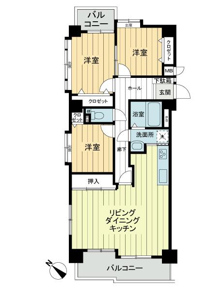 Floor plan. 3LDK, Price 11.8 million yen, Occupied area 76.12 sq m , Balcony area 10.8 sq m