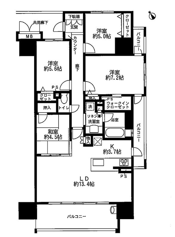 Floor plan. 4LDK, Price 29,800,000 yen, Occupied area 90.11 sq m , Balcony area 17.56 sq m