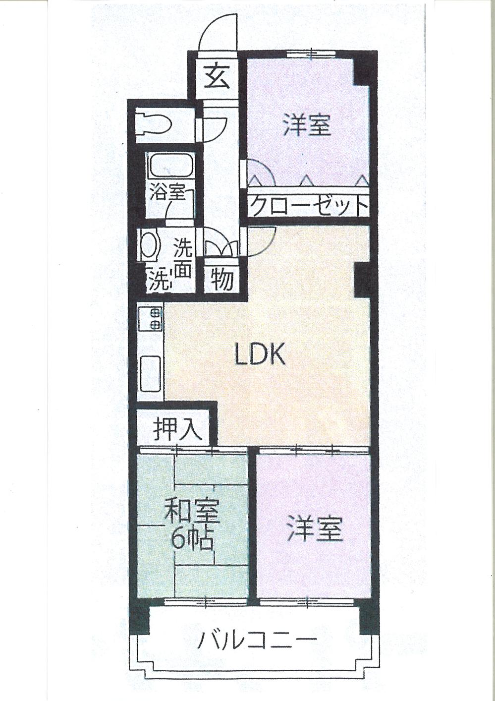 Floor plan. 3LDK, Price 9.5 million yen, Footprint 64.8 sq m
