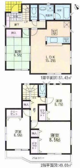 Floor plan. Price 20,900,000 yen, 4LDK, Land area 137.71 sq m , Building area 100.43 sq m