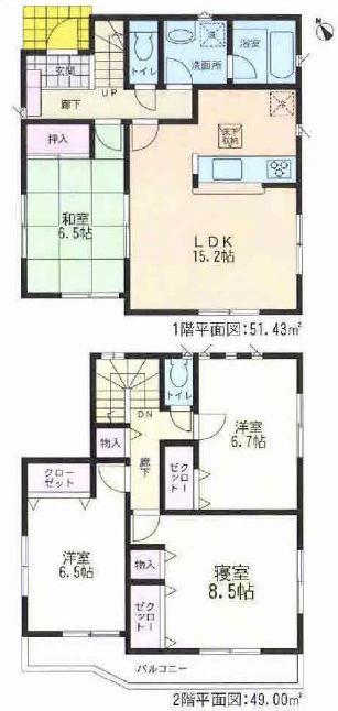 Floor plan. Price 20,900,000 yen, 4LDK, Land area 137.71 sq m , Building area 100.43 sq m