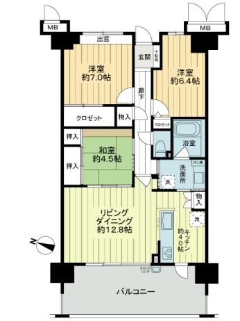 Floor plan. 3LDK, Price 25,200,000 yen, Occupied area 80.85 sq m , Balcony area 18 sq m floor plan