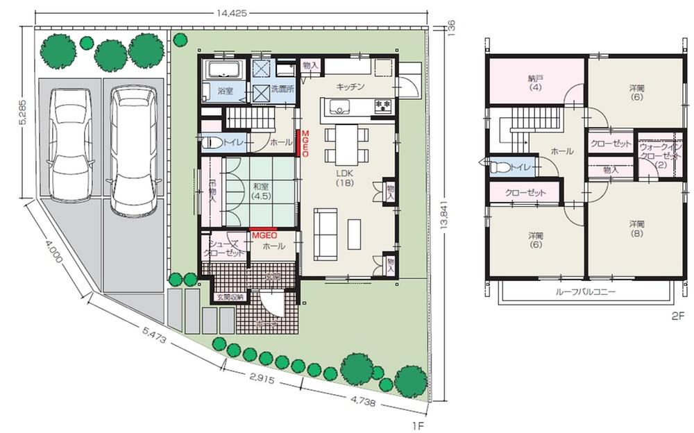 Floor plan. (No. 3 place GENIUS Vi), Price 38 million yen, 4LDK+S, Land area 168.56 sq m , Building area 127.1 sq m