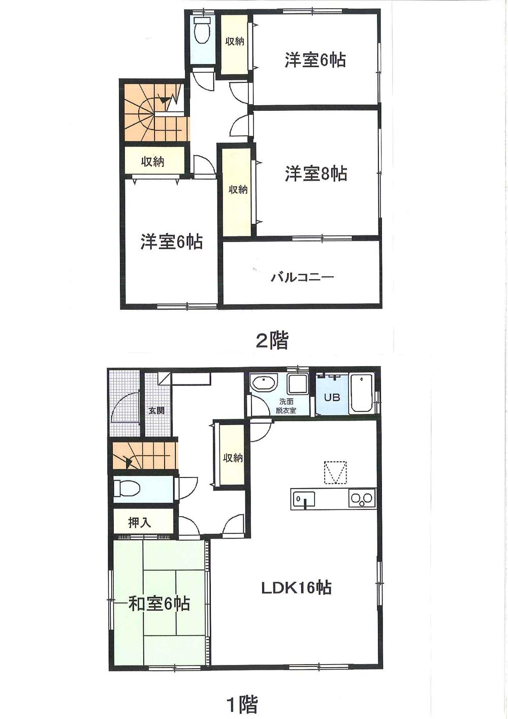 Floor plan. (1 Building), Price 22,800,000 yen, 4LDK, Land area 144.7 sq m , Building area 106 sq m
