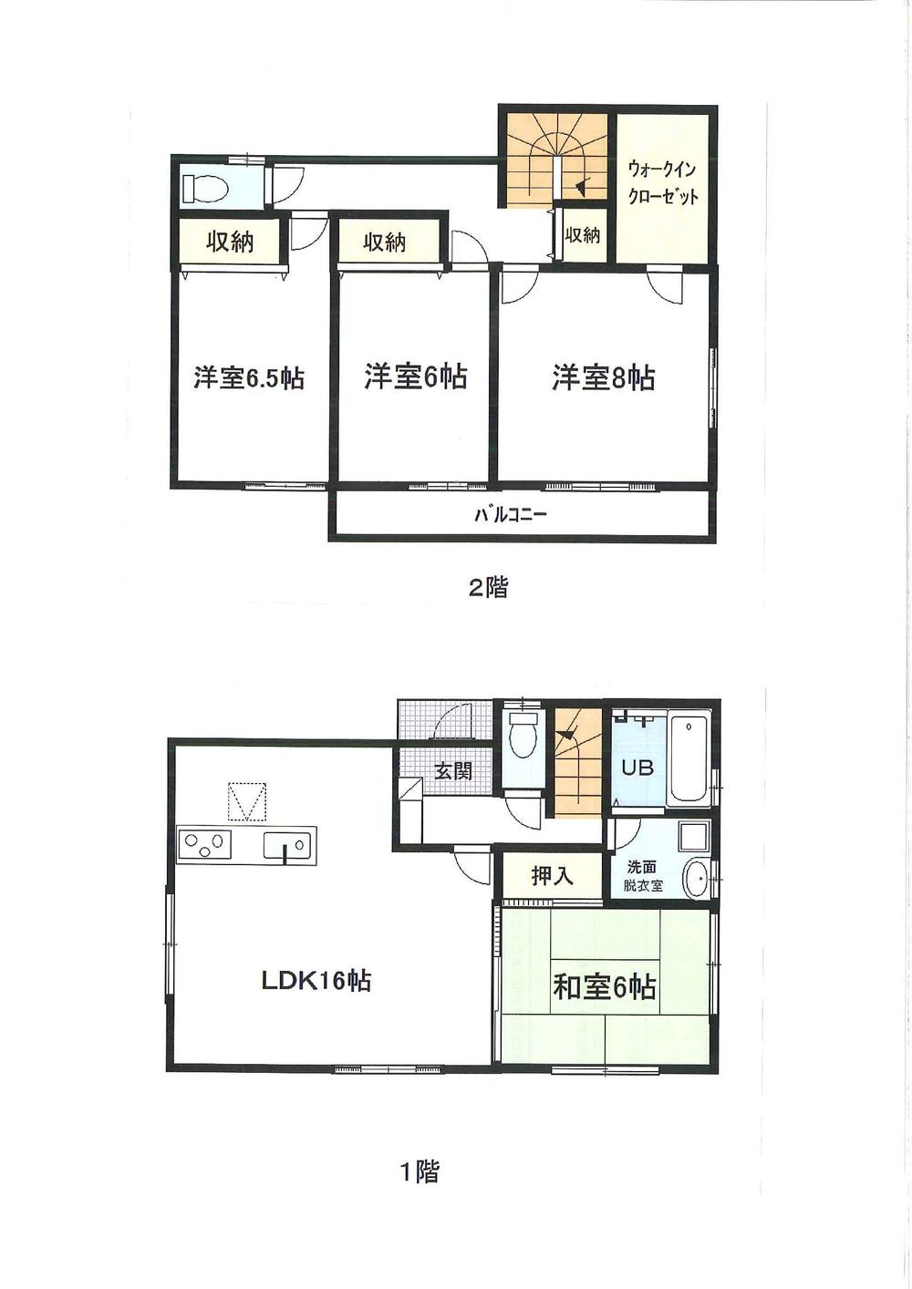 Floor plan. (Building 2), Price 21,800,000 yen, 4LDK, Land area 169.26 sq m , Building area 106 sq m