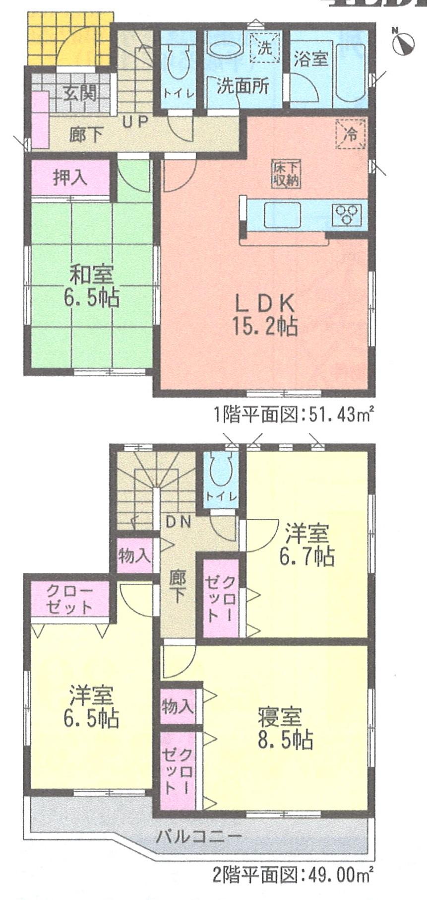 Floor plan. (3 Building), Price 21.9 million yen, 4LDK, Land area 137.41 sq m , Building area 100.43 sq m