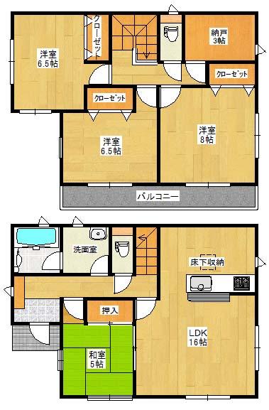 Floor plan. 22,900,000 yen, 4LDK, Land area 205.37 sq m , Building area 101.25 sq m