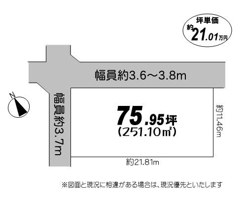Compartment figure. Land price 15,950,000 yen, Land area 251.1 sq m compartment view