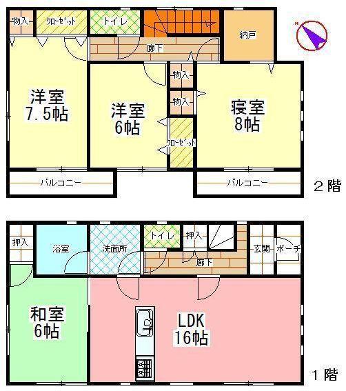 Floor plan. Price 20,900,000 yen, 4LDK, Land area 175.07 sq m , Building area 103.68 sq m