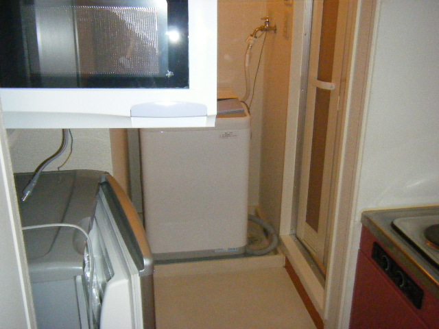 Washroom. refrigerator microwave Washing machine With