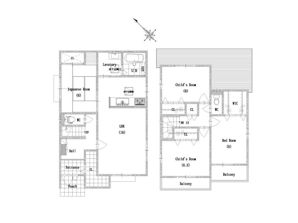 Building plan example (floor plan). Building plan example (No. 2 place) 4LDK, Land price 13.7 million yen, Land area 148.78 sq m , Building price 17.7 million yen, Building area 104.35 sq m