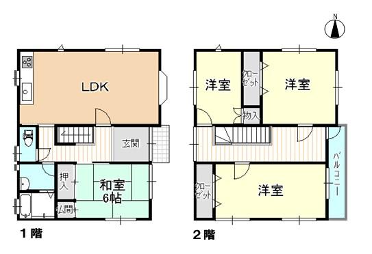 Floor plan. 14.8 million yen, 4LDK, Land area 232.73 sq m , Building area 121 sq m floor plan