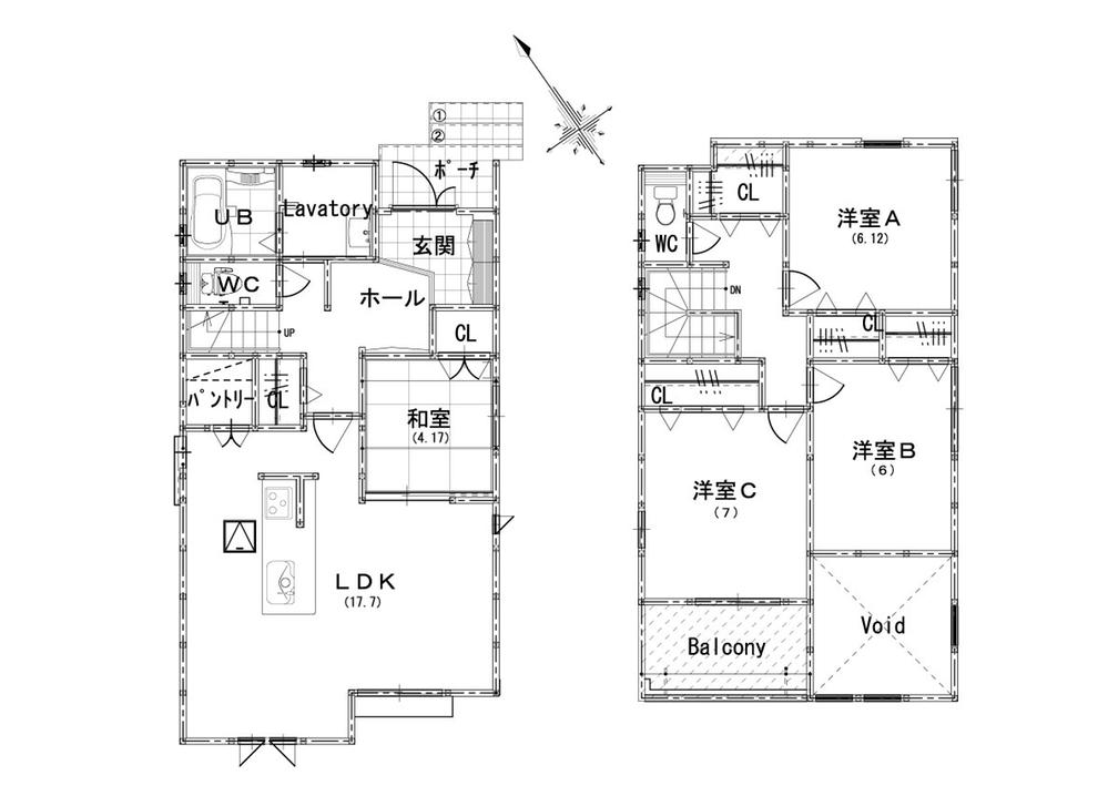 Floor plan. 28,400,000 yen, 4LDK, Land area 124.37 sq m , Floor plan of the building area 108.07 sq m 1 issue areas