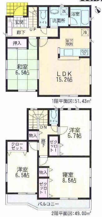 Floor plan. Price 21.9 million yen, 4LDK, Land area 137.41 sq m , Building area 100.43 sq m