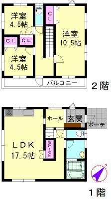 Floor plan. 22.5 million yen, 3LDK, Land area 142.02 sq m , Building area 92.74 sq m