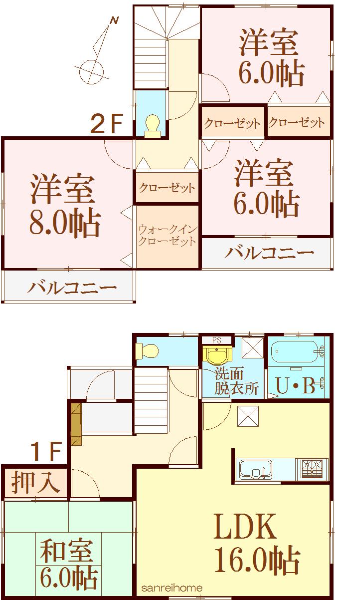 Floor plan. 21,800,000 yen, 4LDK, Land area 199.27 sq m , Building area 105.99 sq m