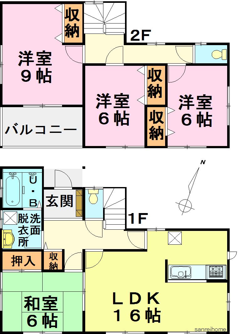 Floor plan. 21,800,000 yen, 4LDK, Land area 208.16 sq m , Building area 105.98 sq m
