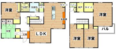 Floor plan. 38 million yen, 5LDK+S, Land area 264 sq m , Building area 145.19 sq m