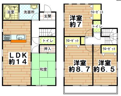 Floor plan. 17.5 million yen, 4LDK, Land area 165.19 sq m , Building area 98.01 sq m