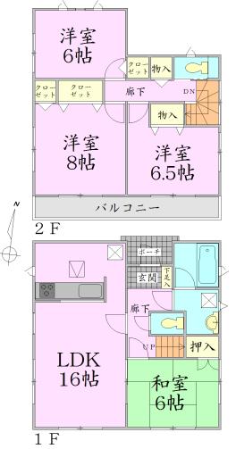 Floor plan. 20,900,000 yen, 4LDK, Land area 198.54 sq m , Building area 95.58 sq m