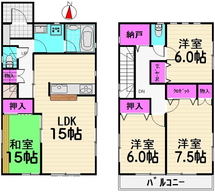 Floor plan. (1 Building), Price 16,900,000 yen, 4LDK+S, Land area 165.3 sq m , Building area 97.2 sq m