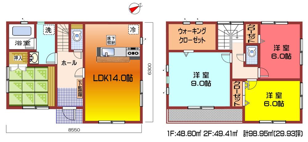 Floor plan. (3 Building), Price 22,900,000 yen, 4LDK, Land area 166.92 sq m , Building area 98.01 sq m