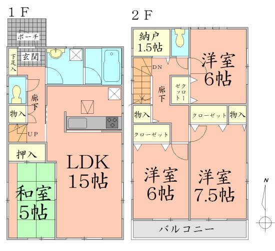 Floor plan. 16,900,000 yen, 4LDK + S (storeroom), Land area 165.3 sq m , Building area 97.2 sq m