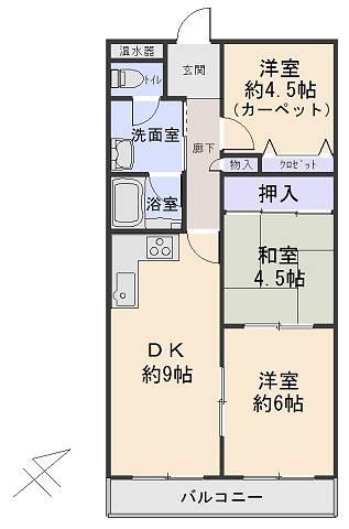 Floor plan. 3DK, Price 11 million yen, Occupied area 54.16 sq m